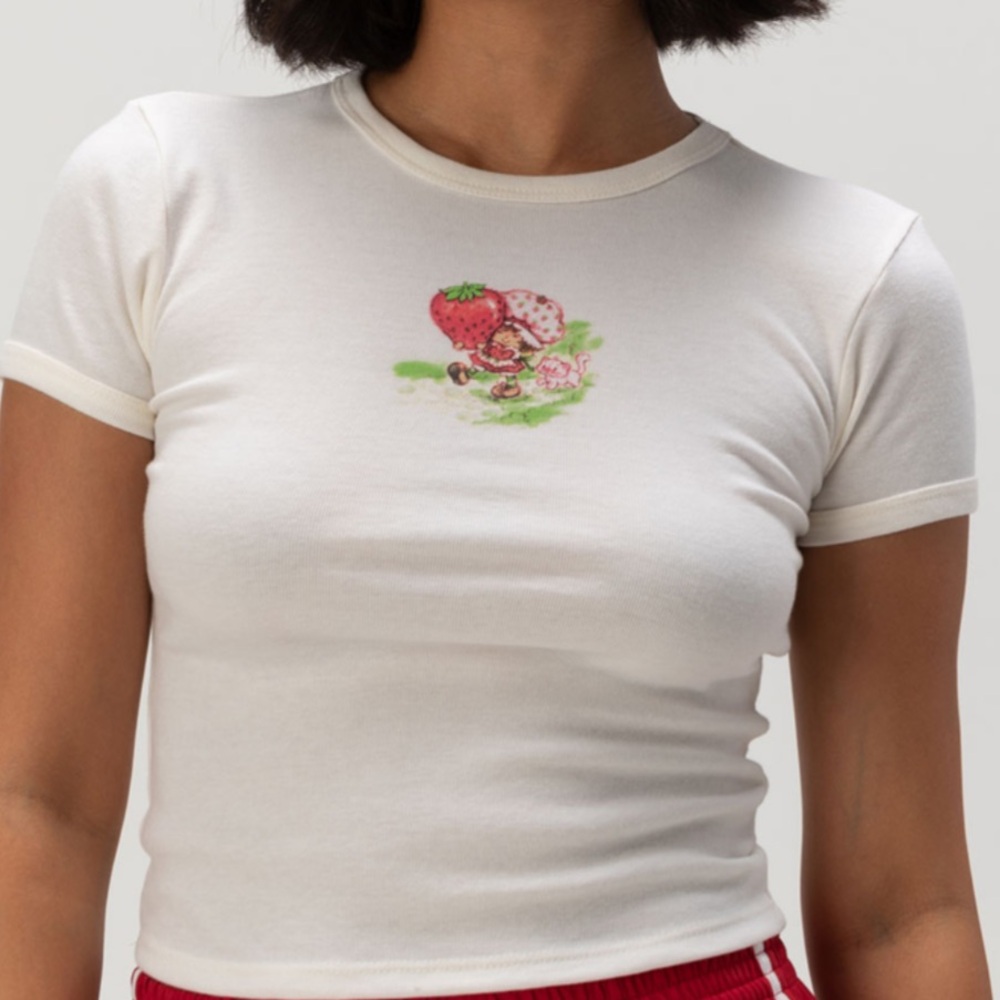 tilly’s strawberry shortcake cream baby tee